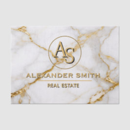 Papel De Seda Luxury White Marble Gold Monogram Real Estate