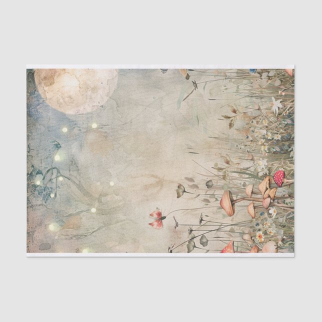 Papel De Seda Luz Eetérea na Decoupage do Jardim Fada (Frente )