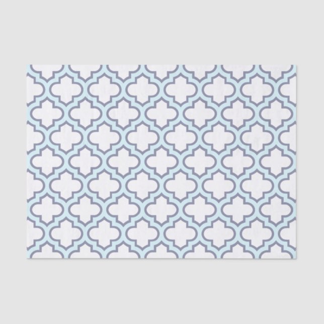 Papel De Seda Luz elegante - teste padrão azul de Quatrefoil do (Frente )