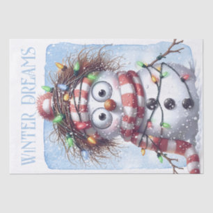 Papel De Seda Luzes de Natal do Inverno Engraçado Snowman