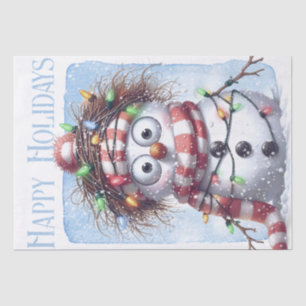 Papel De Seda Luzes de Natal do Inverno Engraçado Snowman