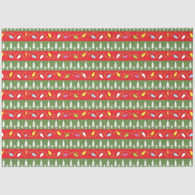 Papel De Seda Luzes de Natal e Árvores (Frente )