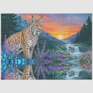 Papel De Seda Lynx no nascer do sol por cascata