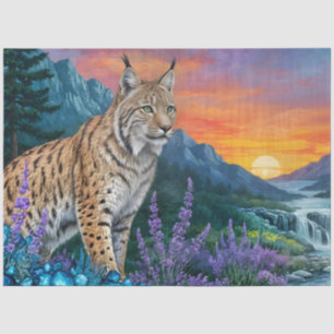 Papel De Seda Lynx no nascer do sol por cascata