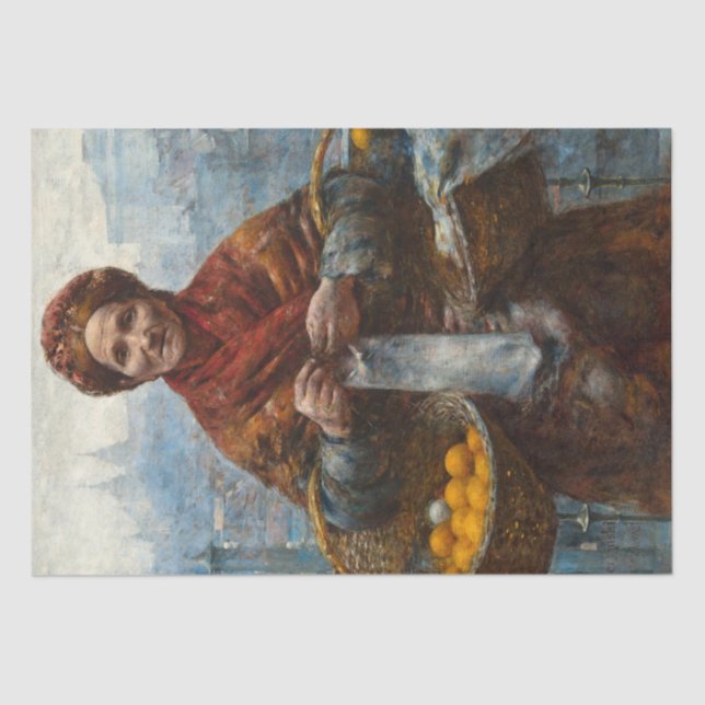 Papel De Seda Má judia vendendo laranjas em Polônia (Frente )