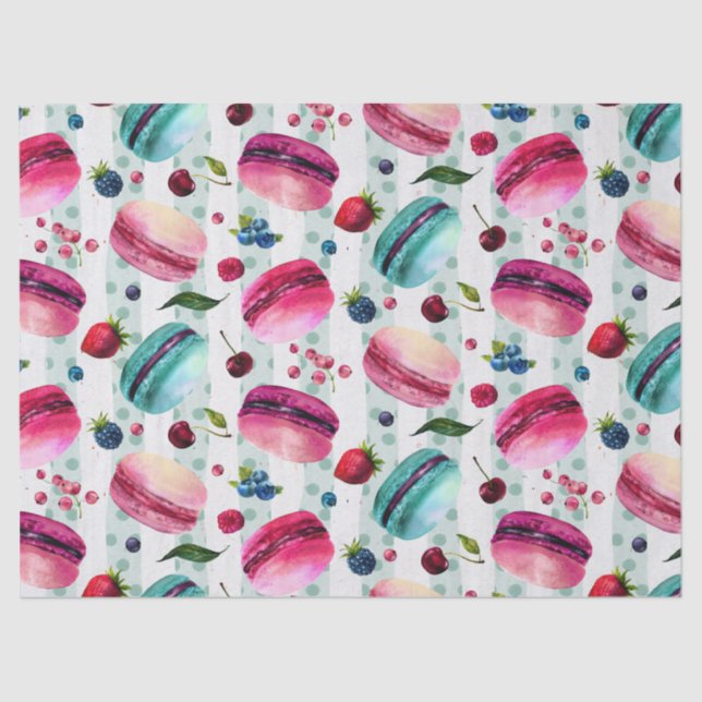 Papel De Seda Macarons - Indústria Francesa De Berries E Bolinha (Frente )