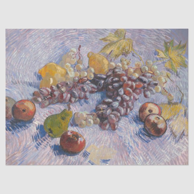 Papel De Seda Maçãs, Peras, Limões e Uvas | Trabalho de arte de  (Frente )