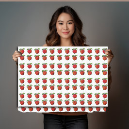 Papel De Seda Maçãs Vermelhas e Folhas Verdes no Padrão de Corte