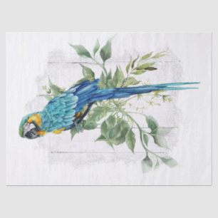 Papel De Seda Macaw Parrot Eucalyptus Watercolor
