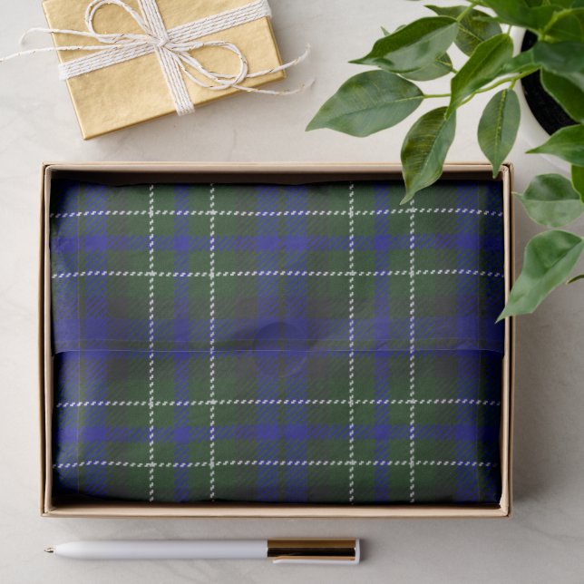 Papel De Seda Macneil de Colonsay tartan xadrez verde azul (Presente)