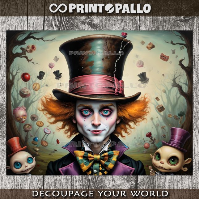 Papel De Seda Mad Hatter de Alice no estilo de desenho animado e (Criador carregado)