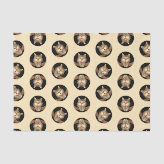 Papel De Seda Mad Tabby Cat Retrato Pintura Bestial Arte Origina (Frente )
