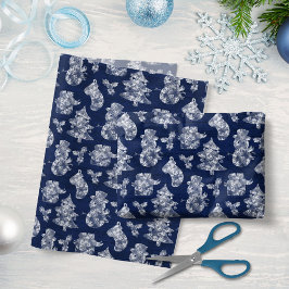 Papel De Seda Madeira Azul Neve de Natal russa