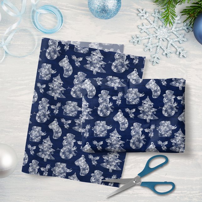 Papel De Seda Madeira Azul Neve de Natal russa (Criador carregado)