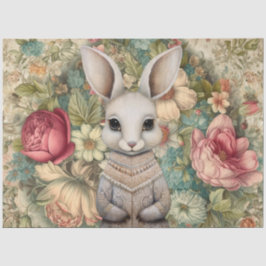 Papel De Seda Madeira Coelho-de-orelha-longa e Florais de Cottag