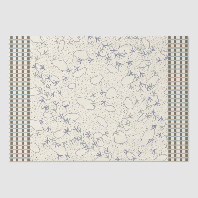 Papel De Seda Madeira e Xadrezes de algas marinhas detectam pape (Frente )