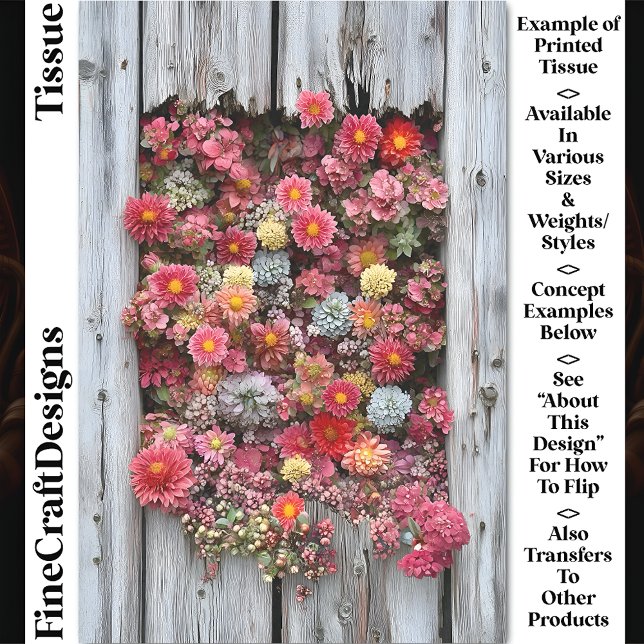 Papel De Seda Madeira Rústica Com Flores CL4 (Criador carregado)