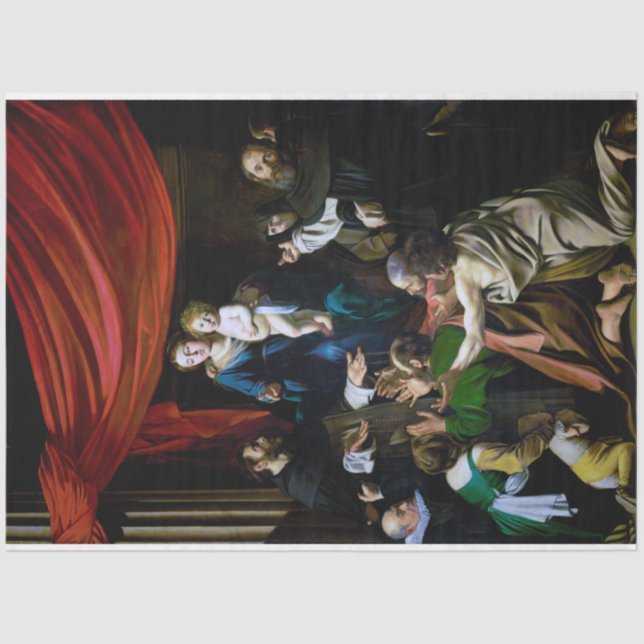 Papel De Seda Madona do Rosário, Caravaggio (Frente )