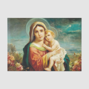 Papel De Seda Madona e Menino por Hans Zatzka
