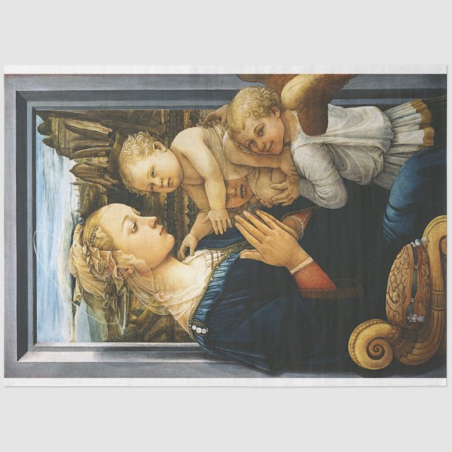 Papel De Seda Madonna com criança e dois anjos, Filippo Lippi (Frente )