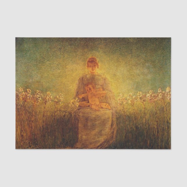 Papel De Seda Madonna dos lírios por Gaetano Previati (Frente )