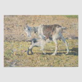 Papel De Seda Madre Goat com seu Jovem Criança (por Segantini)