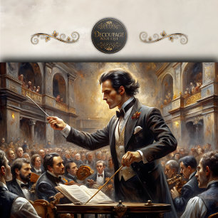 Papel De Seda Maestro de Orquestra Música Clássica Decoupage