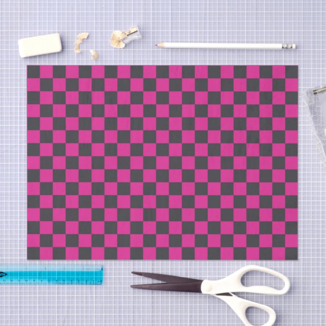 Papel De Seda Magenta and smoke checkerboard pattern (Arte )