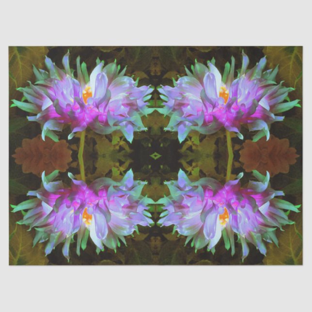 Papel De Seda Magenta espantosa e Verde limão Cactus Dahlia (Frente )