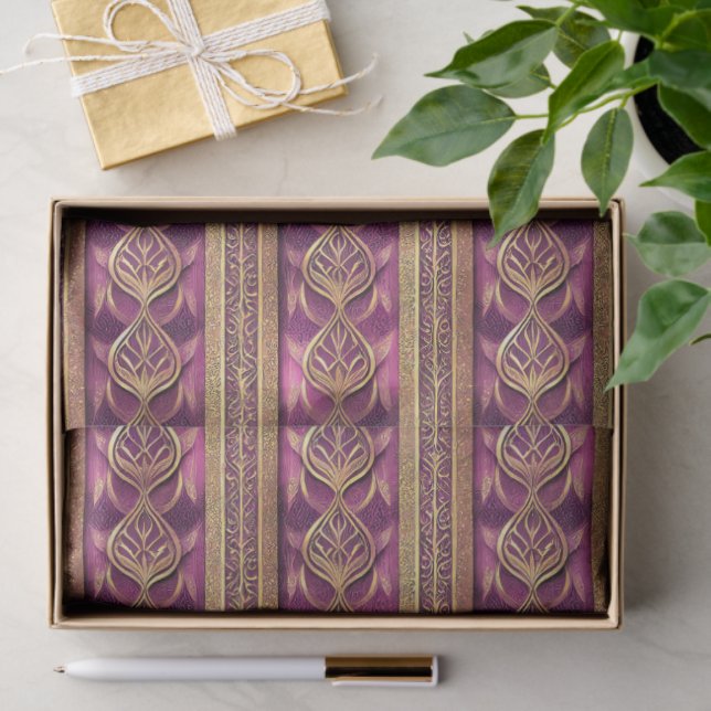 Papel De Seda Magenta Gold Christmas Pattern#27 ID1009 (Presente)