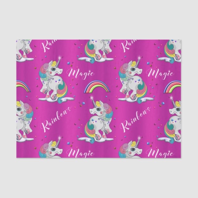 Papel De Seda Magia de Unicórnio Rosa (Frente )