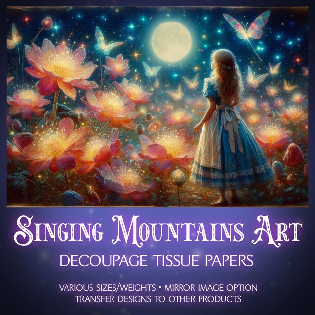 Papel De Seda Magical Moonlight Firefly Garden Alice Decoupage (Criador carregado)