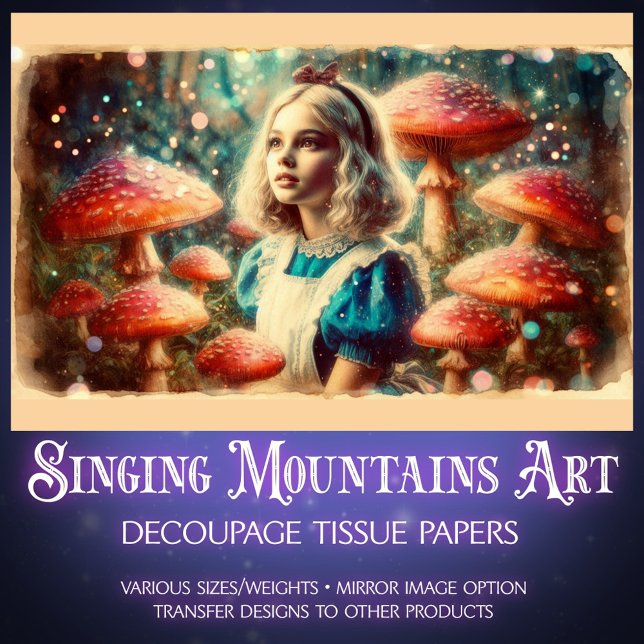 Papel De Seda Magical Mushroom Wonderland and Alice Decoupage (Criador carregado)