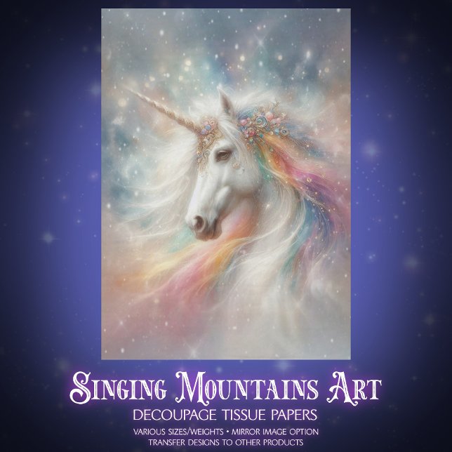 Papel De Seda Magical Rainbow Unicorn Portrait Decoupage  (Criador carregado)