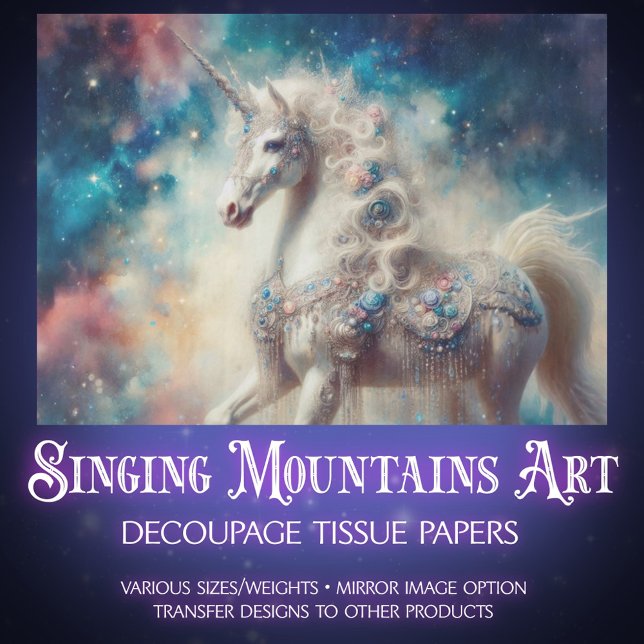 Papel De Seda Magical Unicorn Galaxy Fantasy Art Decoupage  (Criador carregado)