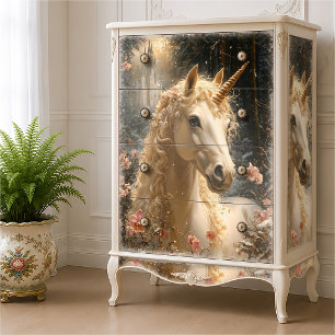 Papel De Seda Magnífico Unicórnio Branco Fantasia de Inverno Flo