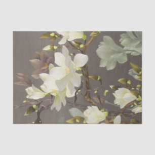 Papel De Seda magnólia floral do bordado bege botânico do marf
