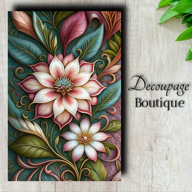 Papel De Seda Magnolia Nouveau Art Decoupage (Art Nouveau Magnolia Decoupage Tissue Paper)