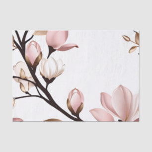 Papel De Seda Magnolia Rosa Esmagada em Branco