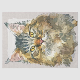 Papel De Seda Maine Coon Cat Breed Watercolor Sketch