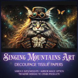 Papel De Seda Maine Coon Victorian Steampunk Decoupage