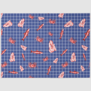 Papel De Seda Mais Design 6 da Série Náutica Vermelha e Marinh