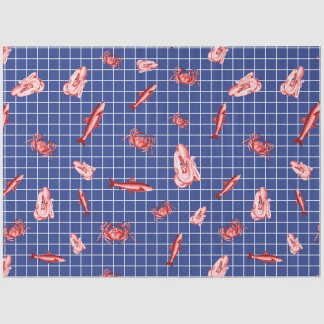 Papel De Seda Mais Vermelho e Marinho da Série Náutica Design 6 (Frente )