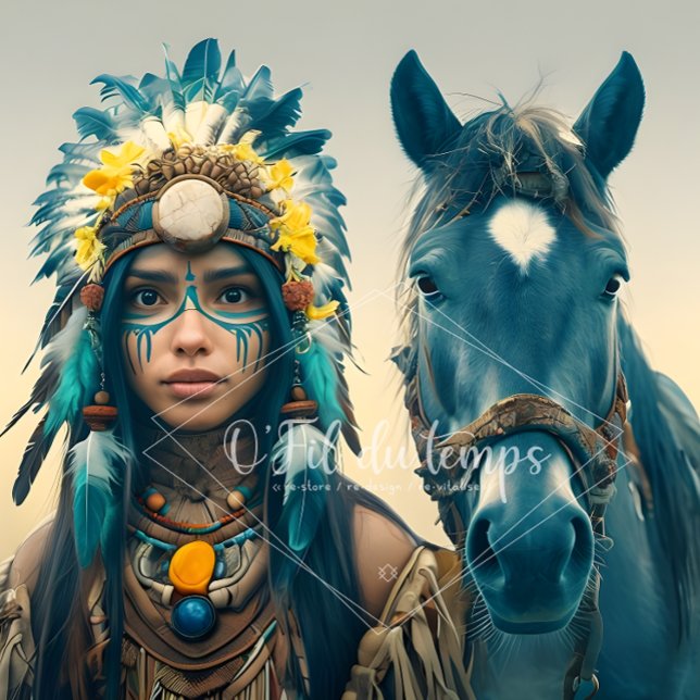 Papel De Seda  Majestic Horse And Young Native Woman (Criador carregado)