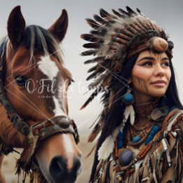 Papel De Seda Majestic Horse And Young Native Woman