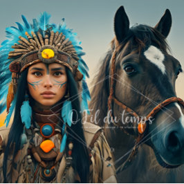 Papel De Seda  Majestic Horse And Young Native Woman