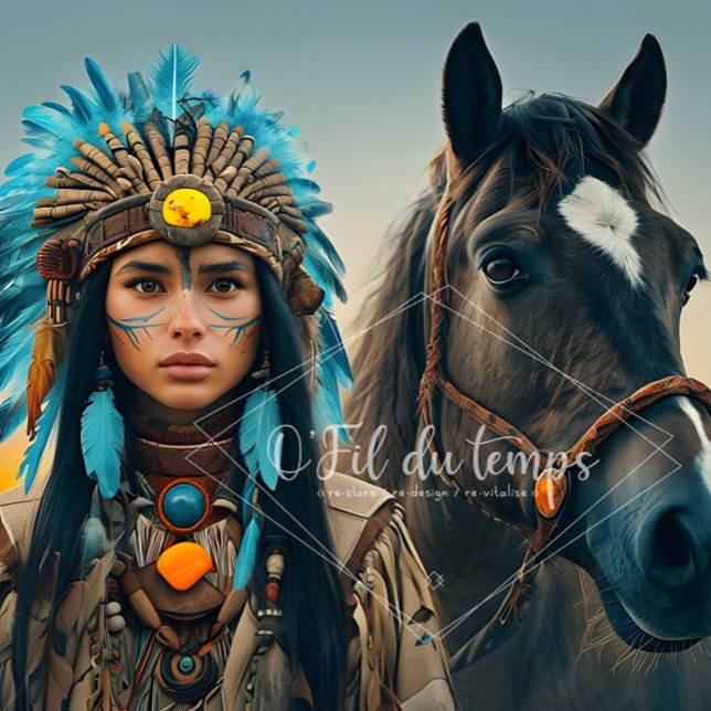Papel De Seda  Majestic Horse And Young Native Woman (Criador carregado)