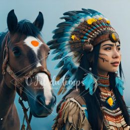 Papel De Seda Majestic Horse And Young Native Woman