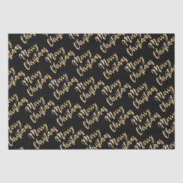 Papel De Seda Mal Natal - Letra dourada metálica negra