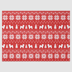 Papel De Seda Maltês Silhouettes Natal Padrão Vermelho